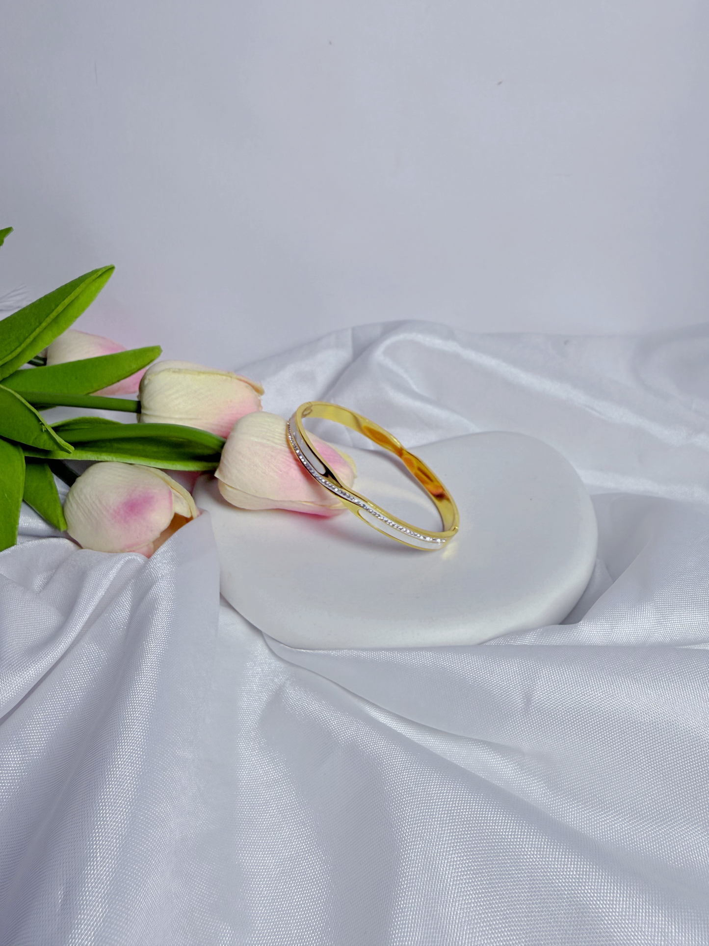 AD Stone with White Finish Bangle Bracelet