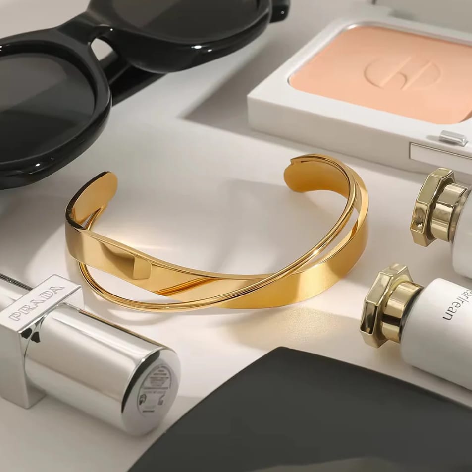 Gold Wavy Cuff Adjustable Bracelet