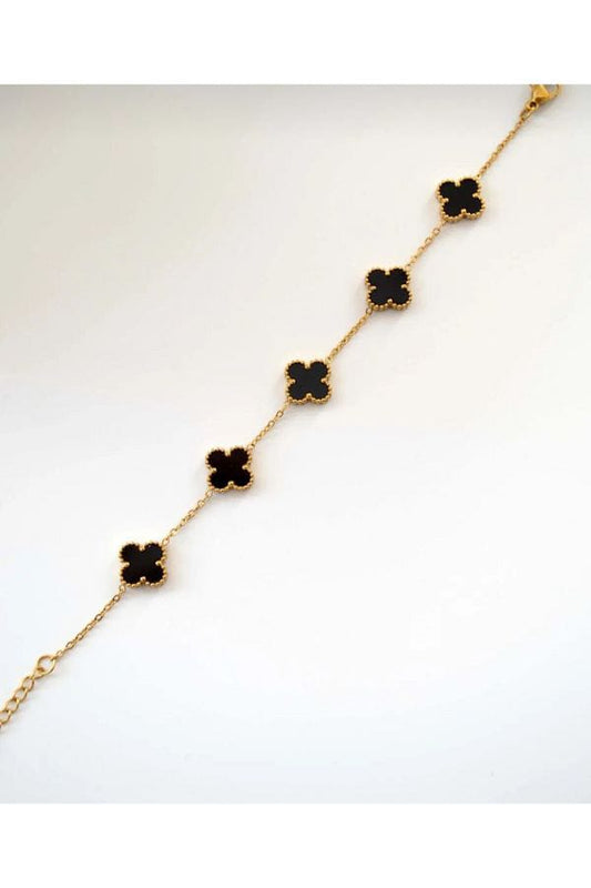 18k Gold plated Black lucky Clover Bracelet