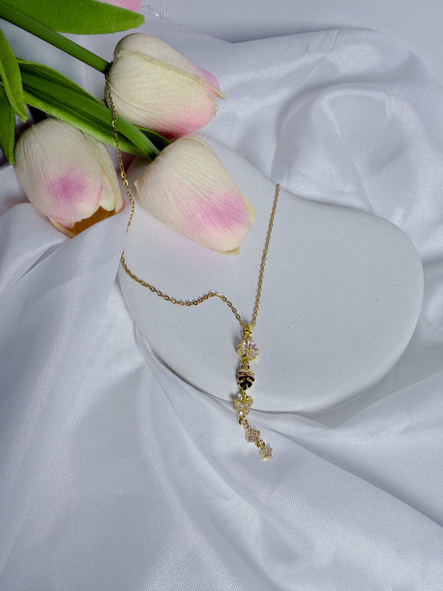 Long Dainty Flower Neck Chain