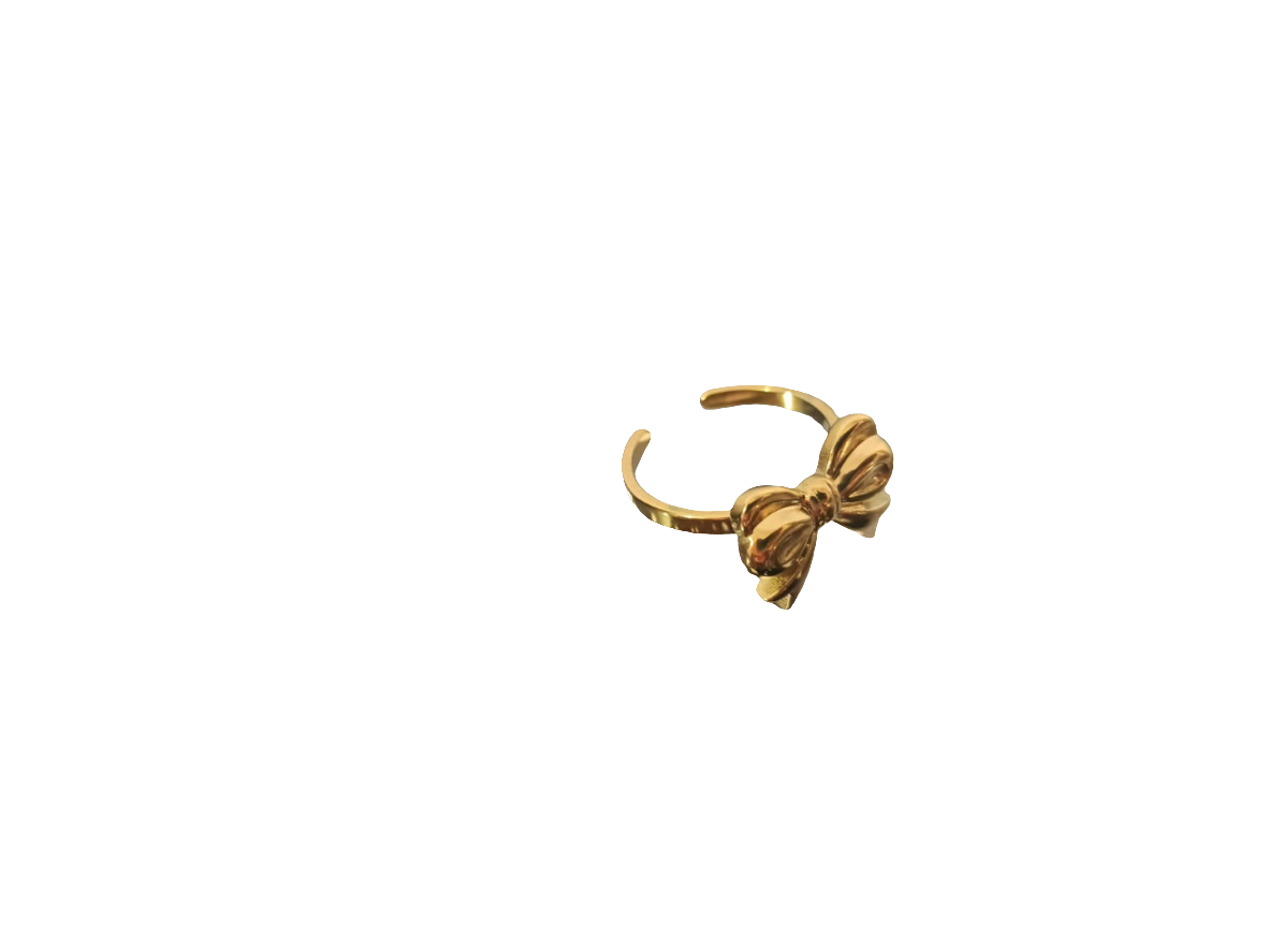 Anti-tarnished gold plated bow shaped Ring