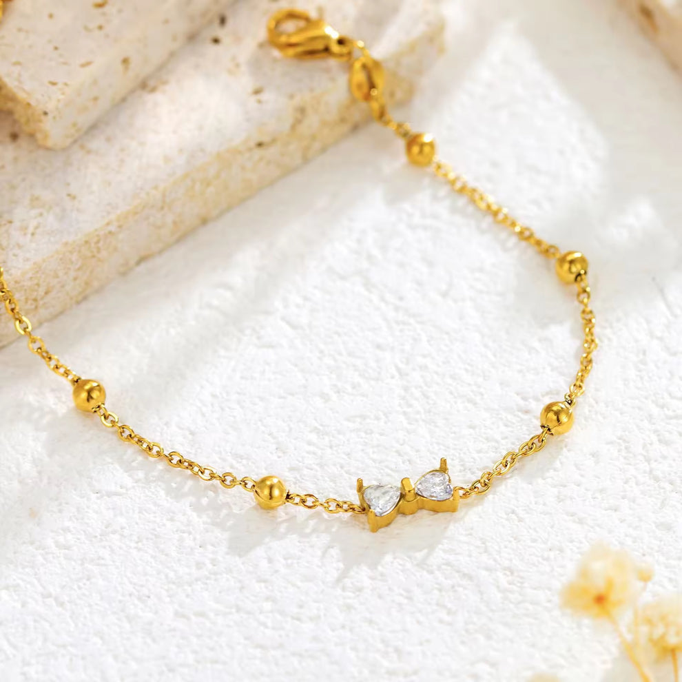 Minimal Bow Tie Beads Chain Bracelet