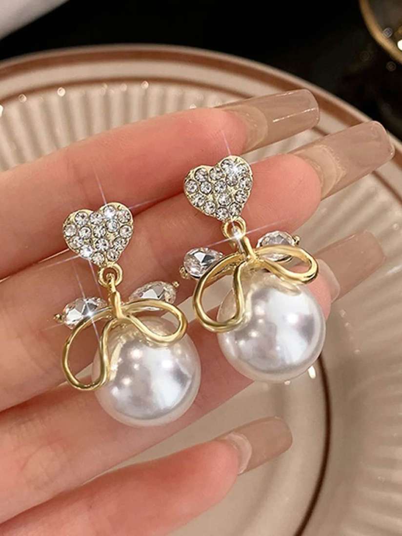 Diamond pearl Korean earrings