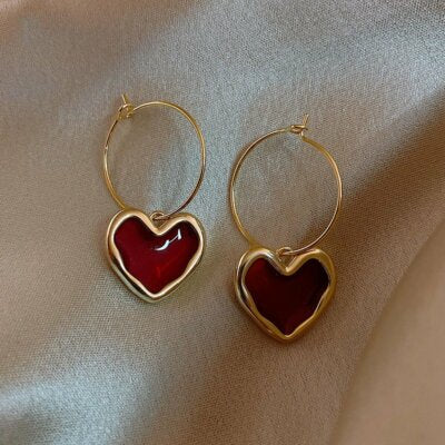 Golden plated Heart Hoop Earrings