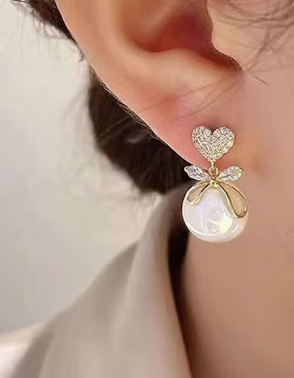 Diamond pearl Korean earrings