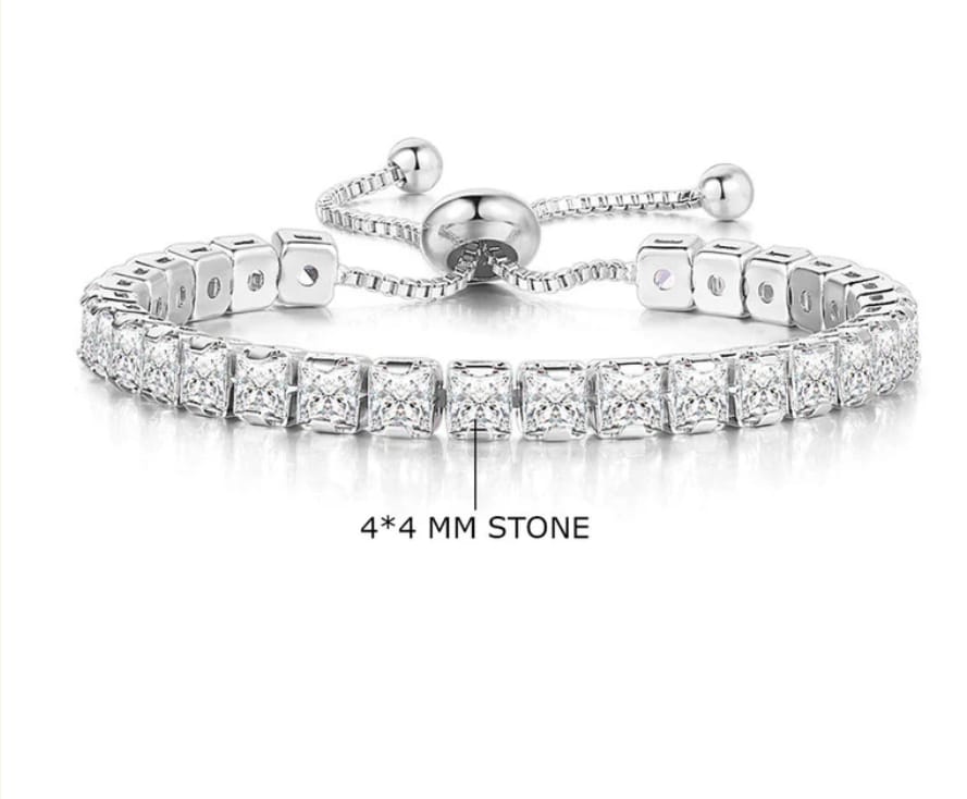 Silver Plated Cut Cubic Zirconia White Matrix Anti-tarnished Tennis Bracelet