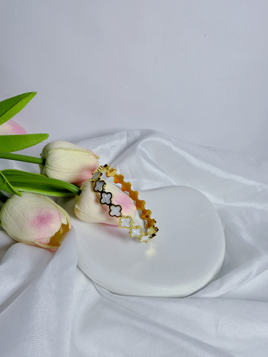 White Clover Bangle Bracelet