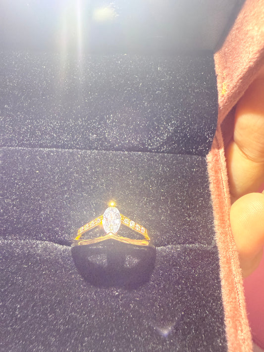 CZ Gold plated Crown Finger Ring