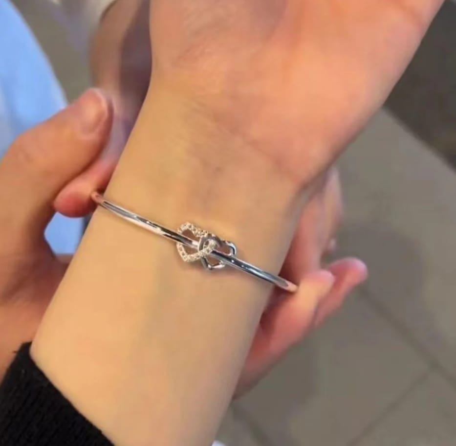 Hollow Heart Adjustable Bangle Bracelet