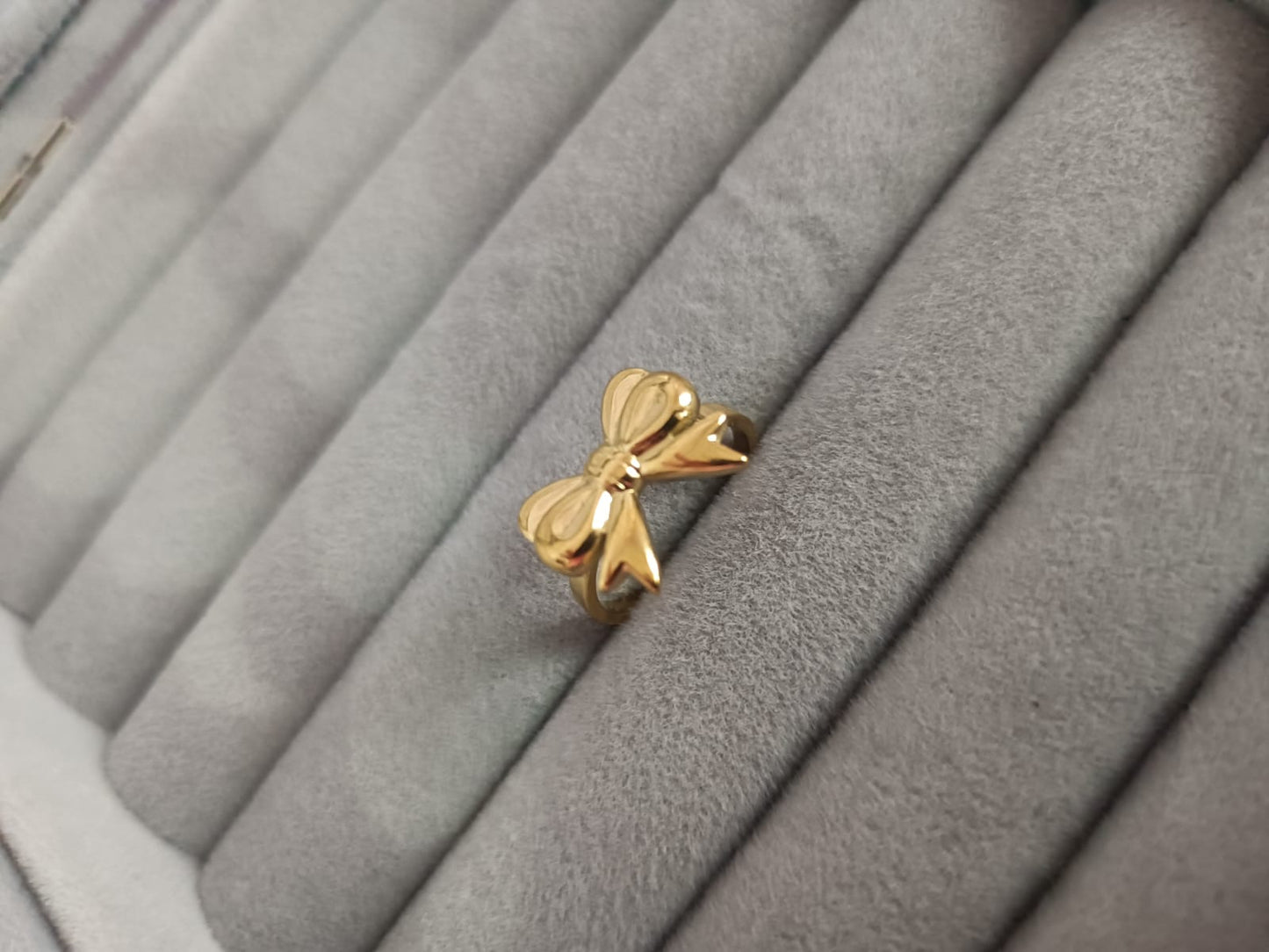 Anti-tarnished gold plated bow shaped Ring
