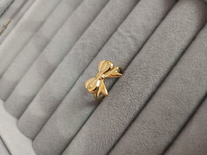 Anti-tarnished gold plated bow shaped Ring