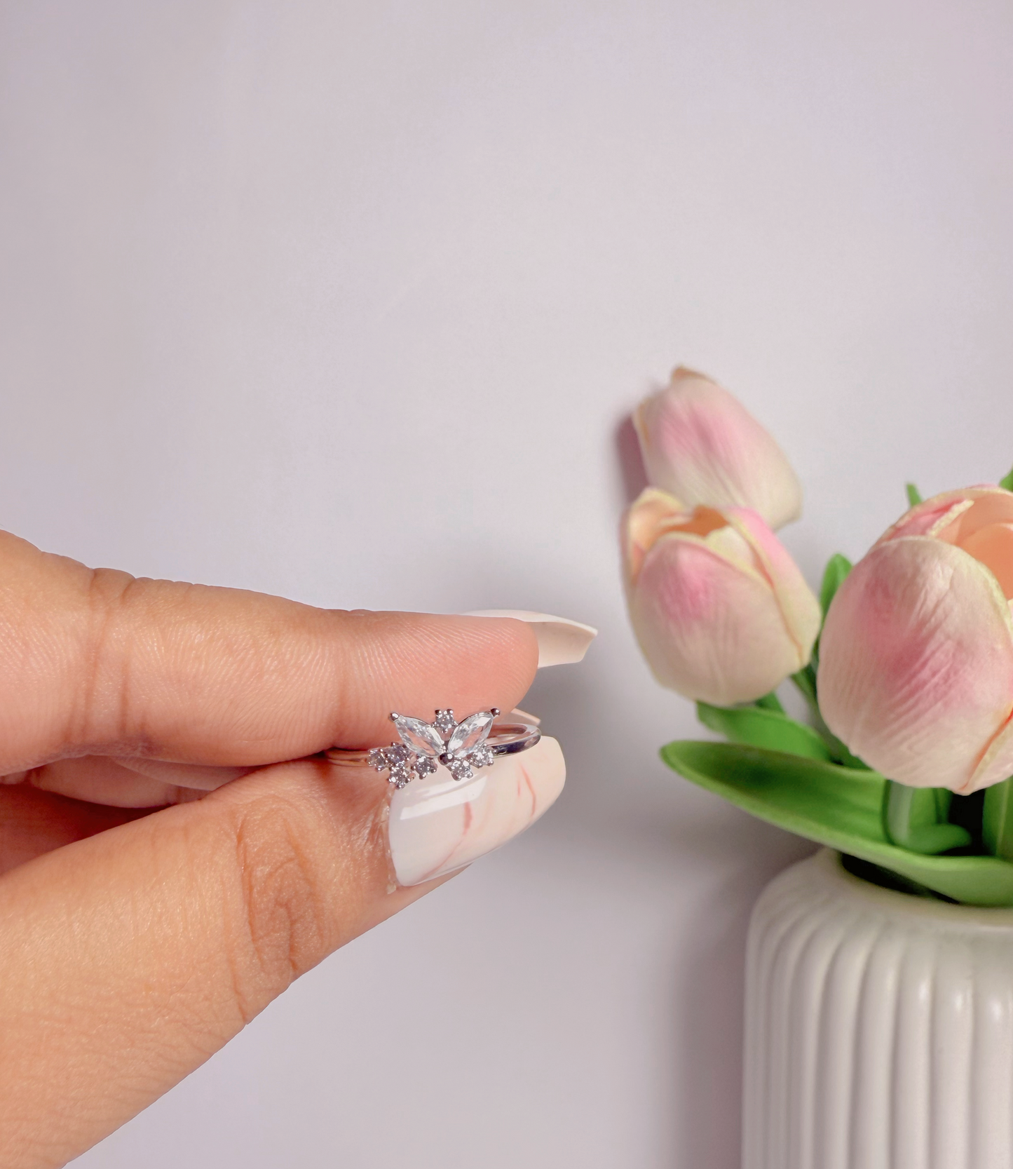 Lily Butterfly Ring-White