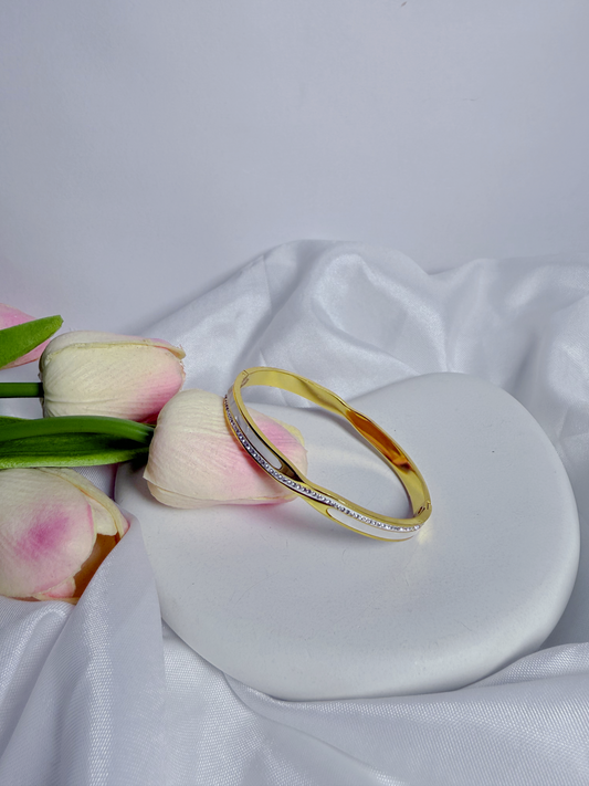 AD Stone with White Finish Bangle Bracelet