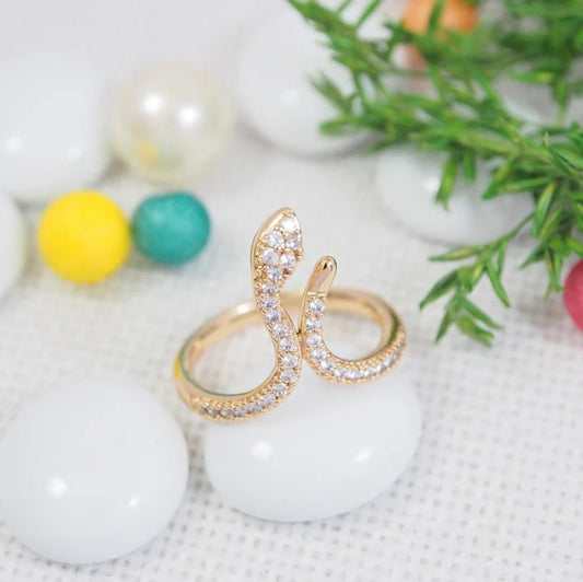 CZ Gold Plated Snake Wrap Shapped Finger Ring