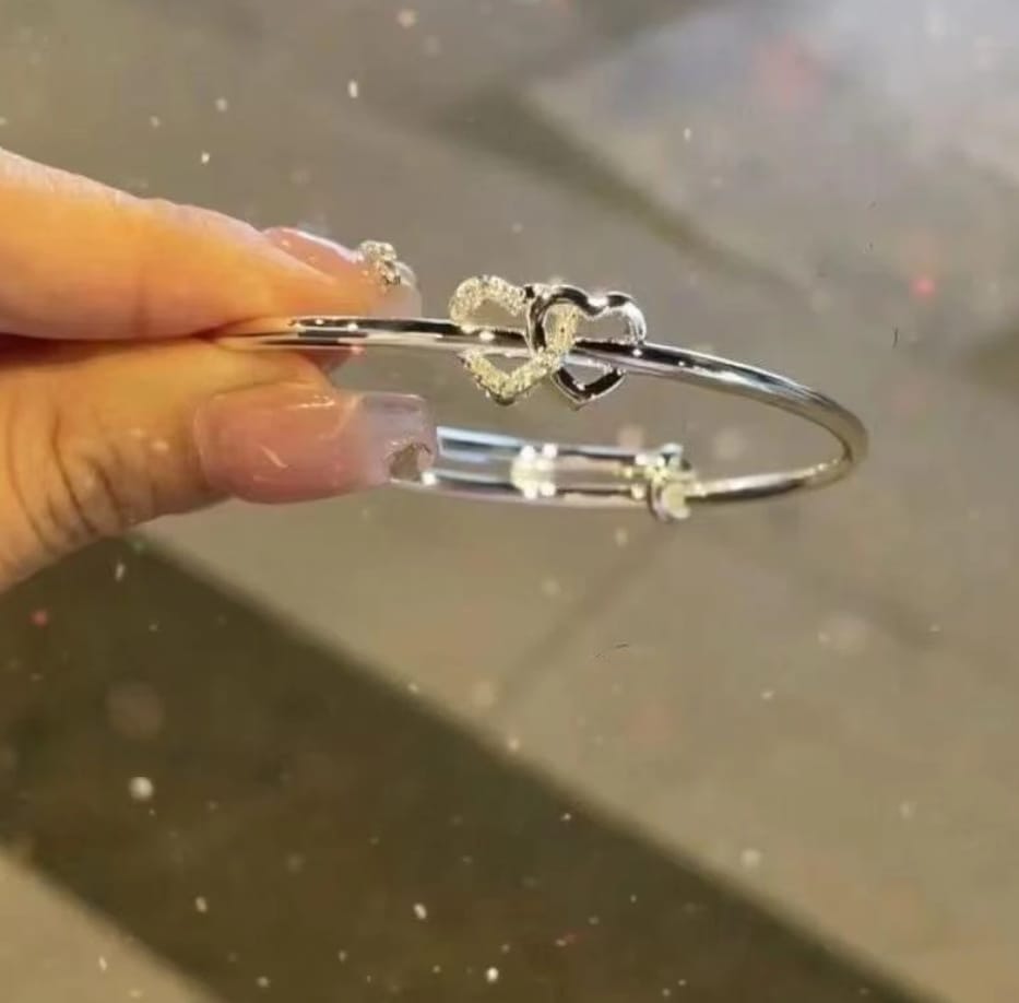 Hollow Heart Adjustable Bangle Bracelet