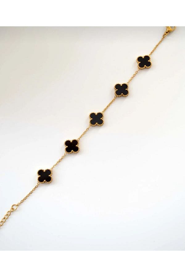18k Gold plated Black lucky Clover Bracelet
