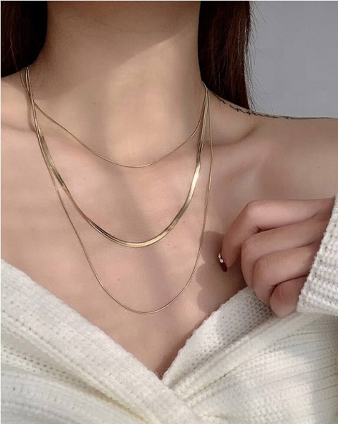 18k Gold Plated Triple-Layered Necklace