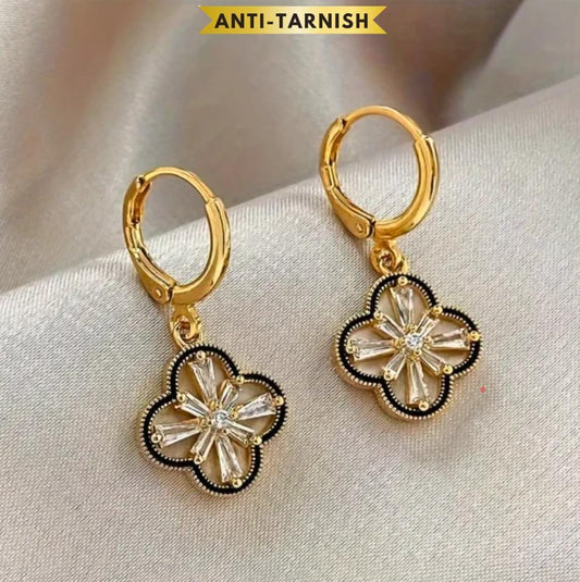 Two-Sided Trendy Clover Huggie Earrings