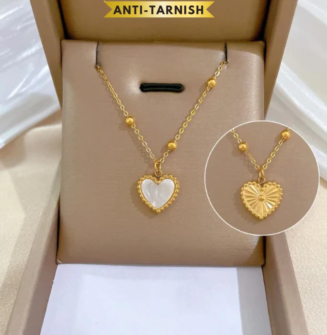 Two-sided Beads Heart Pendant Chain