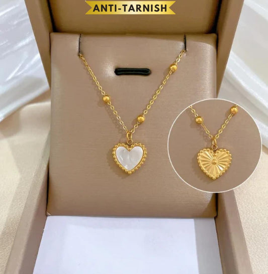 Two-sided Beads Heart Pendant Chain