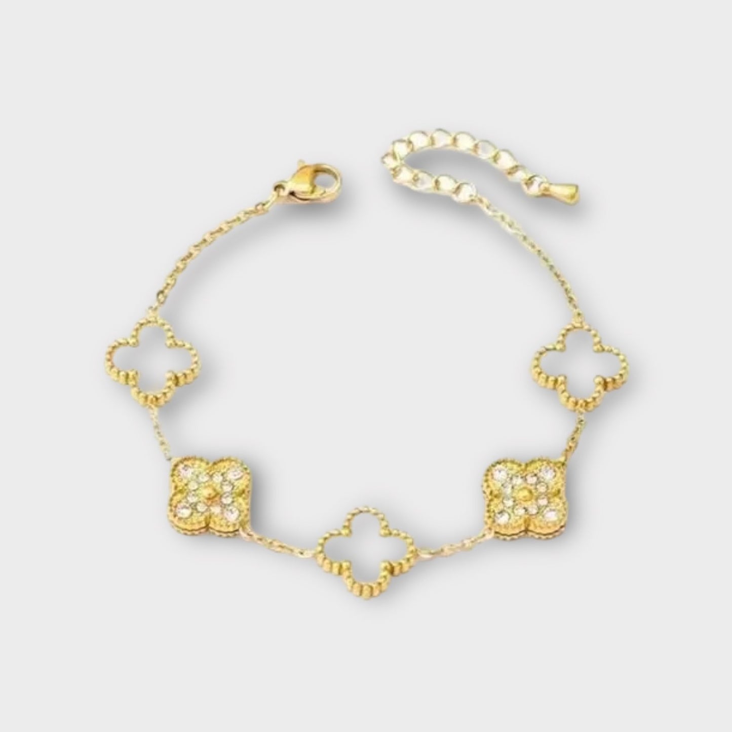 Pearl White Five-Leaf Clover Flower Bracelet