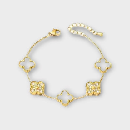 Pearl White Five-Leaf Clover Flower Bracelet