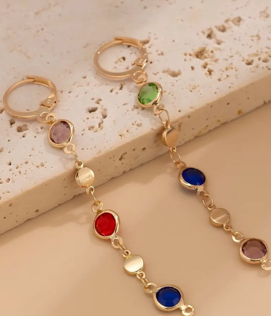 Multicolored Stone Long Earrings