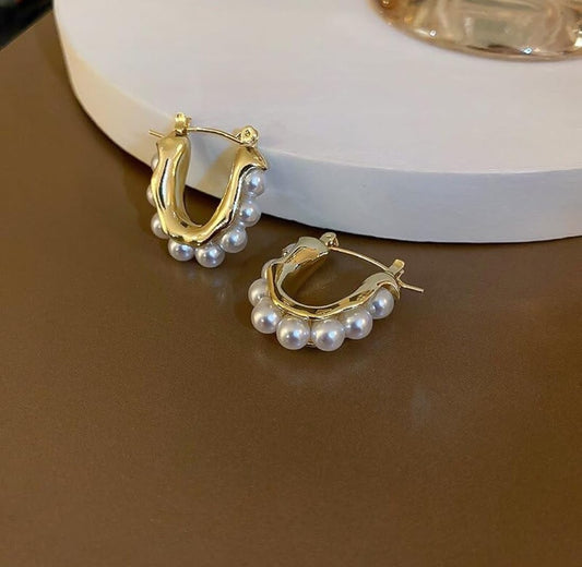Pearl Hoops Earrings