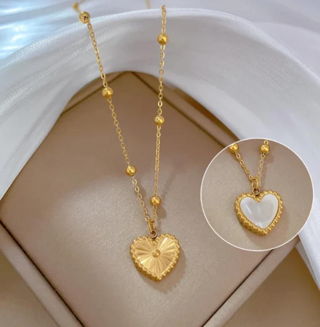 Two-sided Beads Heart Pendant Chain