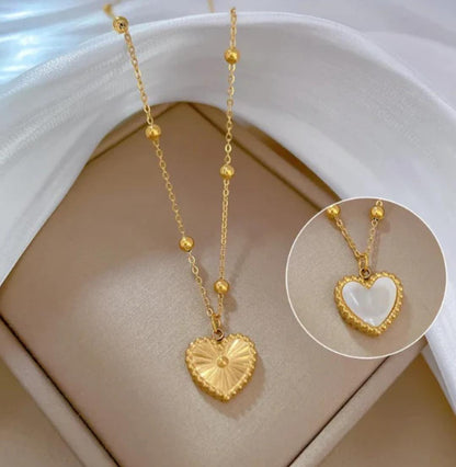 Two-sided Beads Heart Pendant Chain