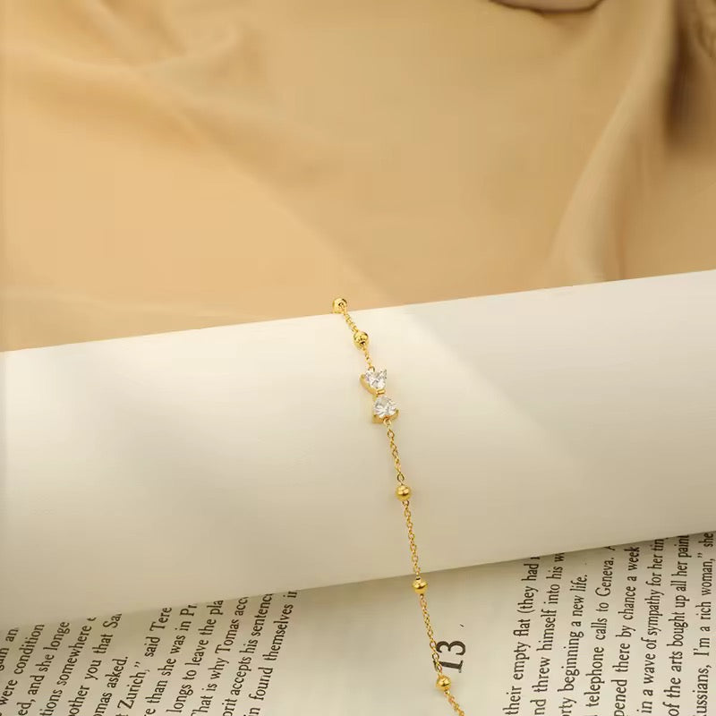 Minimal Bow Tie Beads Chain Bracelet