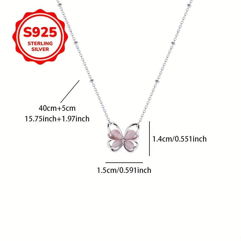 Pink Opal Butterfly Necklace