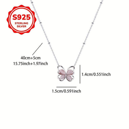 Pink Opal Butterfly Necklace